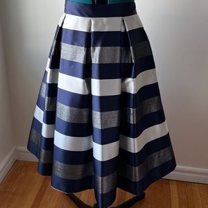 White, Silver & Blue Striped Skirt, size 12.